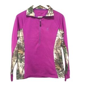 BROWNING pink Camo 3/4 zip up women’s sweater Large